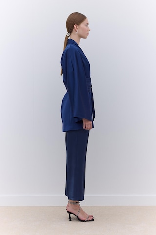 Manuka Saten Kemerli Kimono Lacivert