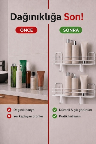 Sas Haus Banyo Düzenleyici Set 4 Parça Yapışkanlı Şampuanlık Tuvalet Kağıtlığı Havluluk Askı Tss-01 Beyaz