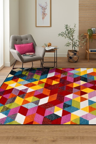 Colora Halı Koleksiyonu Yumuşak Renkli Kare Halı, Tozumaz, Modern Tasarım Ve Kolay Temizlik Multi 2