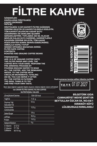 Bilgetürk Filtre Kahve 3 x 200 G