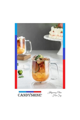 Çift Camlı Çift Çidarlı Bardak 300ml Ev Ofis Fincanı Çift Katlı
