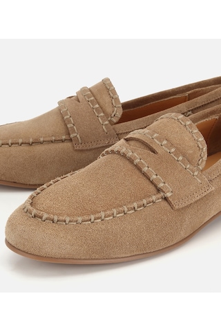 Hotiç Kadın Süet Deri Bej Dikiş Detaylı Günlük Loafer 01ayh321290a320 01ayh321290a320 Bej