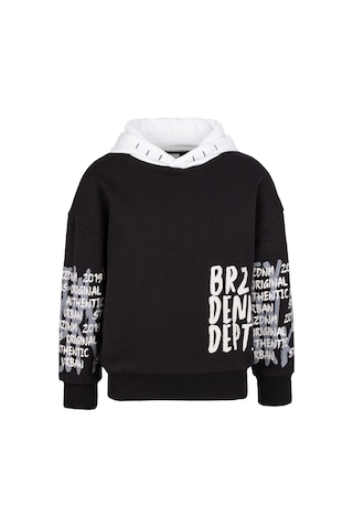 Brz Kids Baskılı Erkek Çocuk Kapüşonlu Sweatshirt Hoodie Siyah