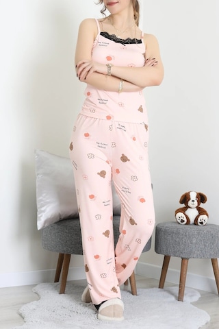 Modi Milan İp Askılı Pijama Takımı Pudra - 320.1287. Açık Bej - Siyah