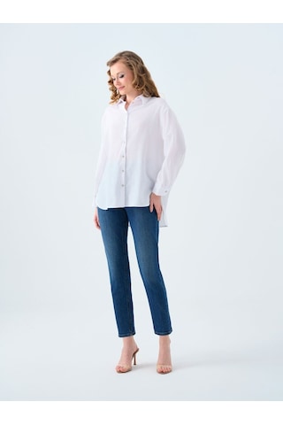 LOFT Loose Fit Kadın Gömlek U.kol Lf2038437 Q1.v1 Beyaz