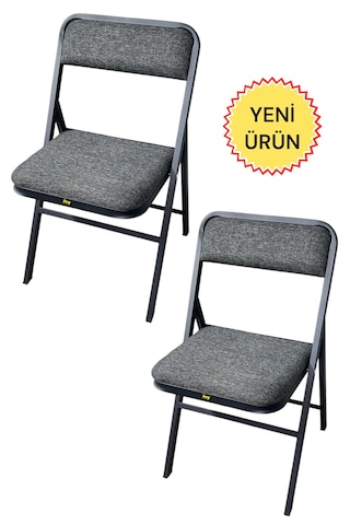 Hey 2'li Katlanır Kamp Sandalyesi Piknik Sandalyesi Gri