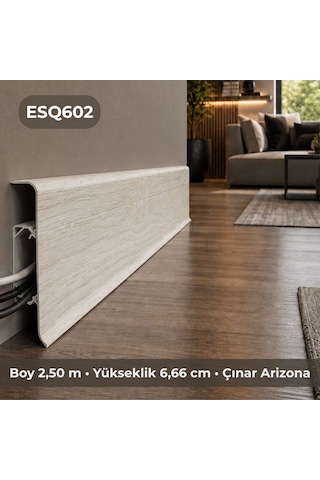 Esquero Kablo Kanallı PVC Süpürgelik 250 cm, Açılabilir Kapaklı, Çınar Arizona, ESQ602