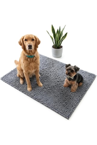 Süper Emici Mikrofiber Köpek Kapı Paspası, Yıkanabilir Şönil Evcil Hayvan Halısı, Hızlı Kuruyan Giriş Paspası, Makinede Yıkanabilir, 60x40 Cm