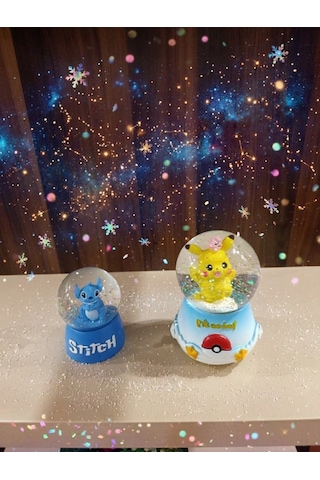 Müzikli Işıklı Püskürtmeli-12cm-8cm Pembe Ve Sarı Renk, Işıklı 9 Cm X 6 Cm Mavi Renk 3 Lü Kar Küresi .