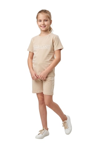 New Kids Çocuk Kız Takım Bej Kaprili Maryland Baskılı Rahat Kumaş .-91213
