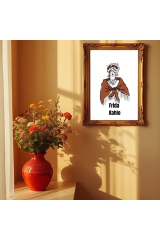 Besay Frida Kahlo Tarzı Kadın Figürlü Duvar Poster-modern Sanat Estetik Dekoratif A2 Çerçevesiz