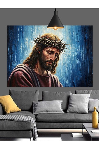 Kutsal Taçlı İsa Mesih Dekoratif Kanvas - Mdf Ahşap Tablo