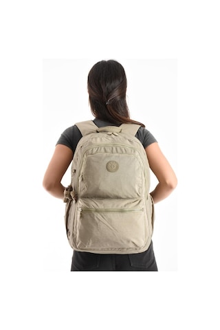 Baginn Unisex Kadın Sırt Çantası Gümlük Kullanıma Uygun Büyük Boy Seyahat Çantası 43 30 Cm Okul Çantası Bej