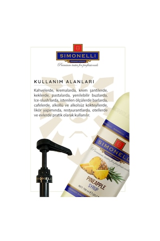 Kahve Şurubu Ananas Aromalı 70 CL + Pompa Sımonellı
