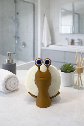 Salyangoz Tuvalet Kağıdı Tutucu Dekoratif & Fonksiyonel Banyo Dekorasyonu Banyo Organizeri Kahverengi
