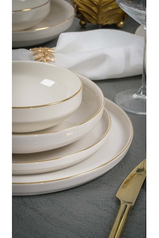 Heda Porselen Rüya Altın Yaldız 24 Parça 6 Kişilik Porselen Yemek Takımı