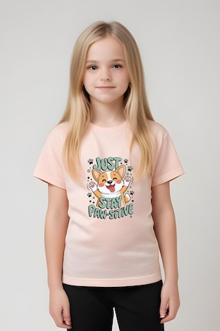 Just Stay Paw Baskılı Kız Çocuk Tişört Ve Eşofman Alt-üst Takım Somon