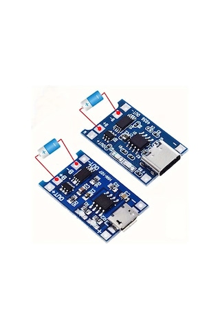 Cordial 10 Adet Mikro-10 5v 1a 18650 Lityum Pil Şarj Kartı Tp4056 Tip C Mikro Usb Şarj Modülü Koruma