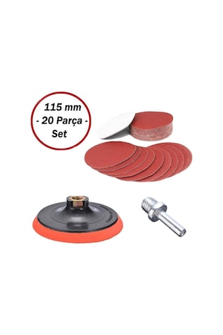 Cırt Zımpara Seti + Matkap Aparatı 115 Mm 20 Parça