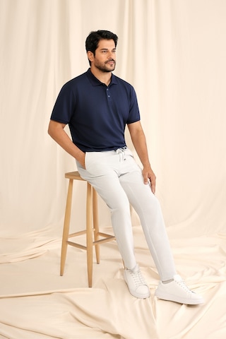 AC&Co / Altınyıldız Classics Erkek Grı Slim Fit Dar Kesim Beli Bağlamalı Çizgili Yan Cepli Casual Jogger Pantolon Gri