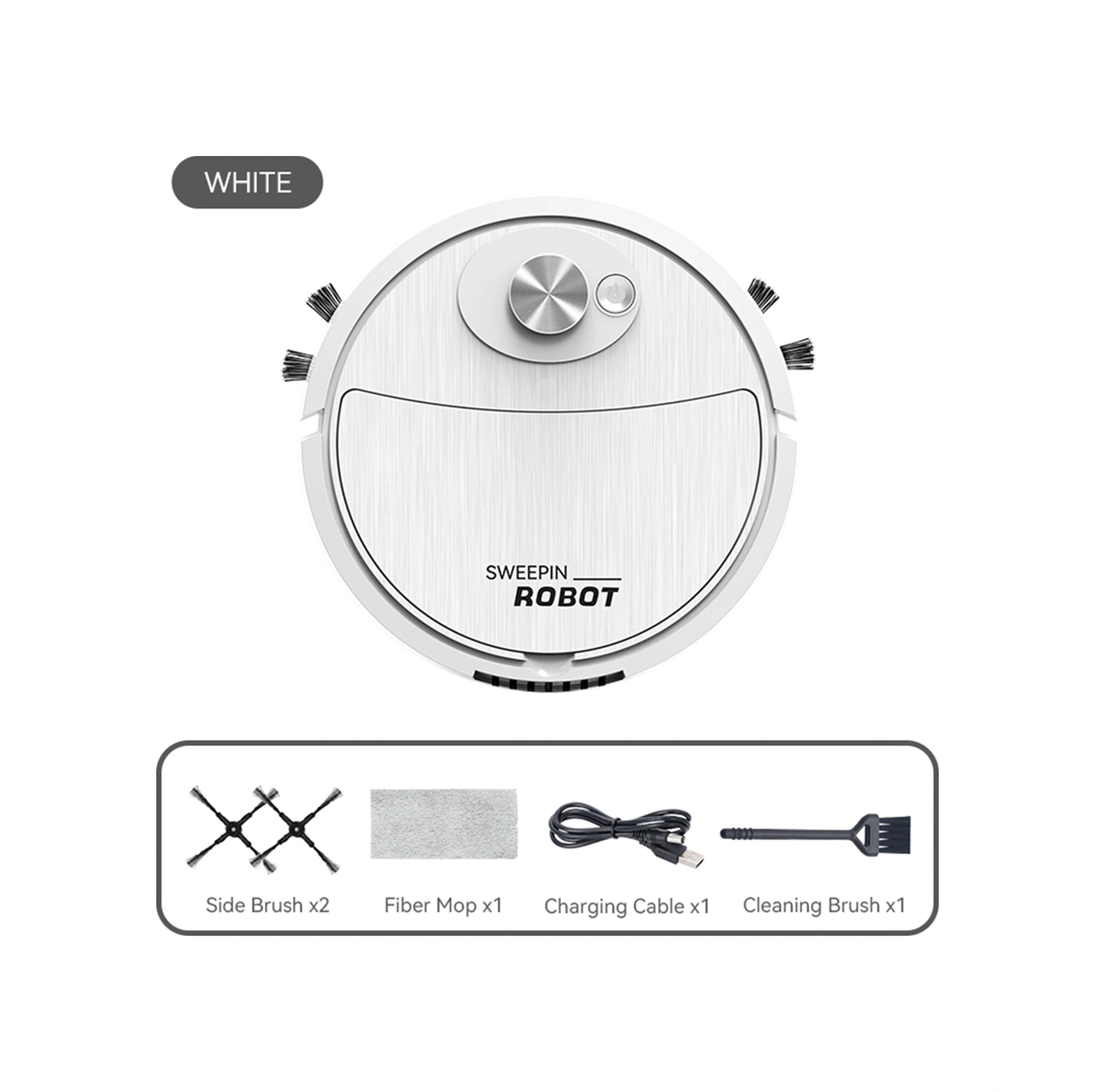 Youtek Akıllı Süpürge Robotu - 3'ü Bir Arada Süpürme, Emme, Mopping - Usb Şarjlı Ev Aleti - Sessiz Motor, 400mah Pil, 5.4cm İnce Gövde Beyaz