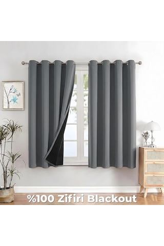 100% Zifiri Blackout Kuşgözü Dikim Tek Kanat Antrasit