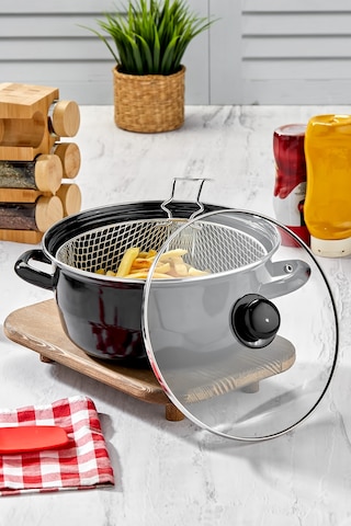 Polochef Emaye Kızartma Tenceresi 24 Cm Siyah Fritöz Telli Siyah Polochef Emaye Kızartma Tenceresi 24 Cm Siyah Fritöz Telli Siyah