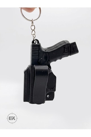 G19 Model Tabanca Anahtarlık Kılıflı, Klipsli Siyah
