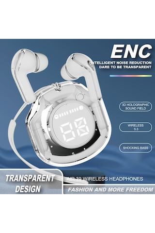 Air39 Bluetooth 5.3 Dijital Ekranlı Kulaklık Kulak İçi Gürültü Azaltma Stereo Kablosuz Kulaklık