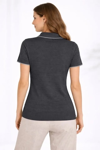 Amorluxe Triko Kumaş Yakalı Düğmesiz Açık Yaka Fitilli Kısa Kollu Regular Fit Tişört T-shirt - Siyah