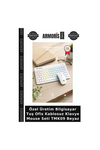 Özel Üretim Bilgisayar Tuş Ofis Kablosuz Klavye Mouse Seti Tmk09 Beyaz Diğer