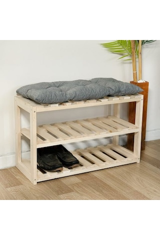 Ayakkabılıklı Puf Ahşap 3 Katlı Ayakkabılık 5081