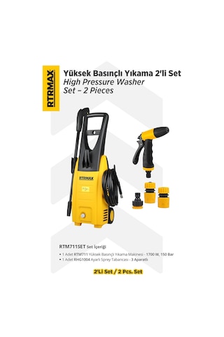 Rtrmax RTM711SET Yüksek Basınçlı Yıkama + Sprey Tabancası 2'li Set
