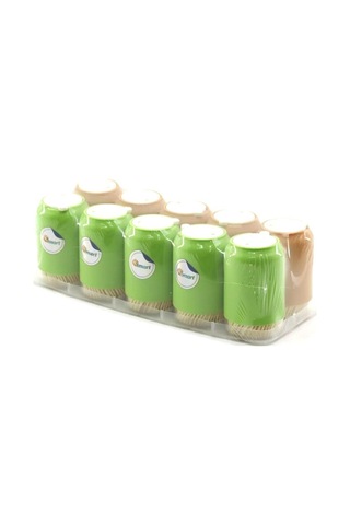 Ksmart K-1511 Tuzluk Model Şeffaf Cam Kürdanlık - Renkli Plastik Kaplamalı- 10'li Paket