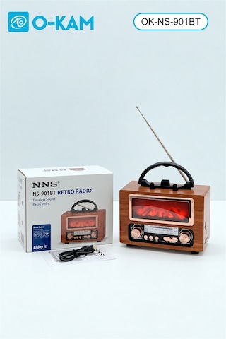 O-kam Ok-ns-901bt Taşıma Saplı Şömine Efektli Retro Radyo