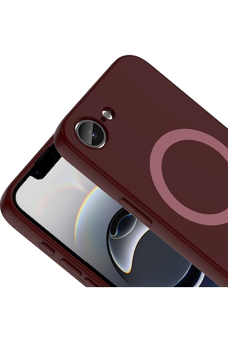 Maks Technology iPhone Uyumlu 16e Kılıf M-safe Şarj Özellikli Mkst Aris Silikon Kapak - Mürdüm