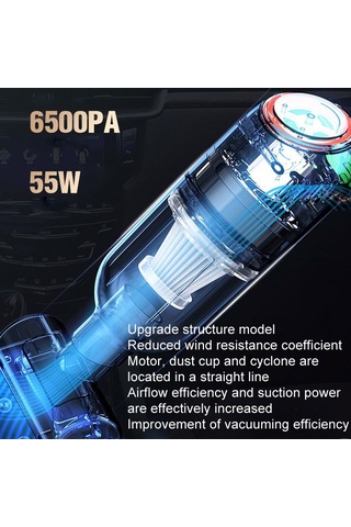 Kablosuz Şarj Araba Elektrikli Süpürge Mini El Yüksek Güçlü Islak Ve Kuru Elektrikli Süpürge, Renk: Siyah