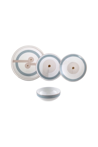 Jumbo Bond 24 Parça 6 Kişilik Yemek Takımı Mavi - Beyaz