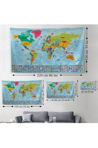 Dekoratif Dünya Haritası Duvar Örtüsü-halısı 3865