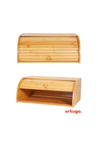 Bambu Ekmek Saklama Kutusu, Rulo Ekmek Kutusu, Ekmek Saklama Kabı, Ekmek Dolabı Kahverengi