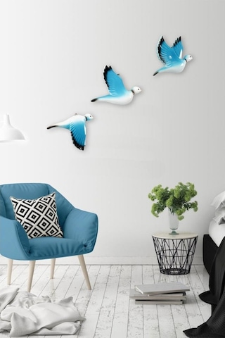 Dekoratif Üçlü Güvercin Duvar Süsü Üçlü Kuş Ev Dekoru (479811067)
