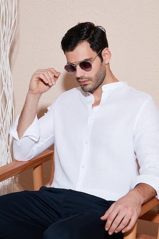Buratti Pamuklu Regular Fit Hakim Yaka Erkek Gömlek Cf25S127702 Beyaz