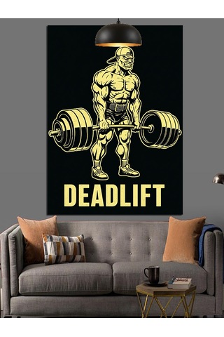 Zincirlerle Deadlift Yapan Bir Adam Dekoratif Kanvas - Mdf Ahşap Tablo
