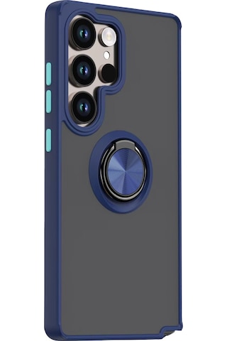 Gpack Samsung Galaxy Uyumlu S26 Ultra Kılıf Montreal Yüzüklü Standlı Arkası Buğulu Lacivert