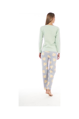 Estiva Patlı Yaka Desenli Uzun Kol Kadın Pijama Takım 001