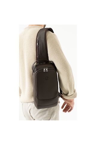 Westpolo Unisex Vegan Deri Çapraz Göğüs Ve Omuz Çantası Body Bag - Kahverengi