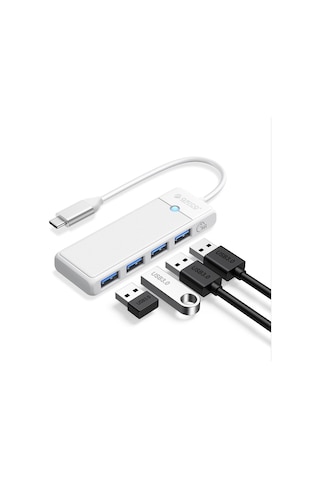 Orico PAPW4A-C3-015-WH 4 Portlu Type-C to USB 3.0 Yüksek Hızlı 5 Gbps HUB Çoklayıcı Beyaz