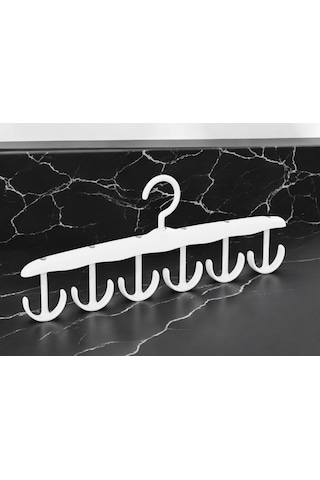 12 Kancalı Çok Amaçlı 360 Döner Başlıklı Dolap İçi Beyaz Askı Beyaz