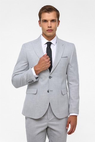 Süvari Gri Slim Fit Desenli Sivri Yaka 6 Drop Klasik Takım Elbise