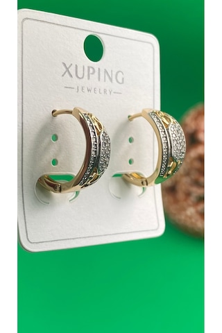 Xuping Rose Gold Orta Taşlı Çok Sıralı Taşlı Halka Küpe Gold